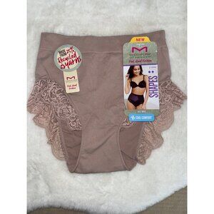Maidenform size XL Nude Lace High-Waist Briefs Firm Control